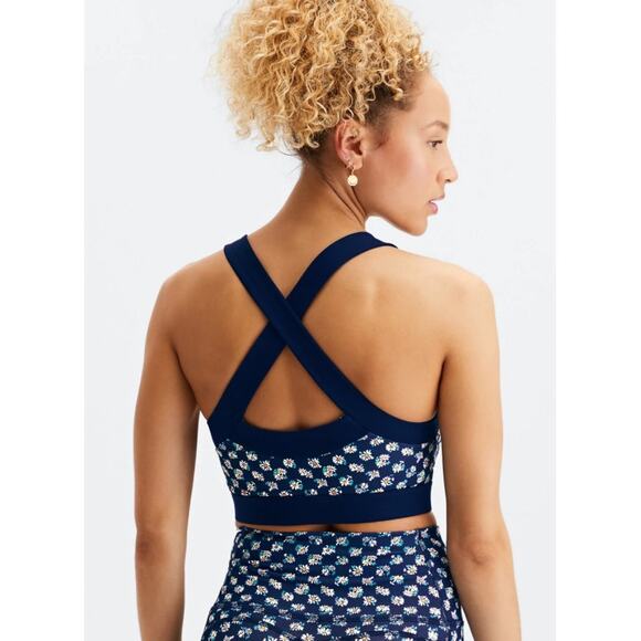Fabletics Greta Low Impact Sports Bra Size S Daisy Field Navy - Picture 2 of 6
